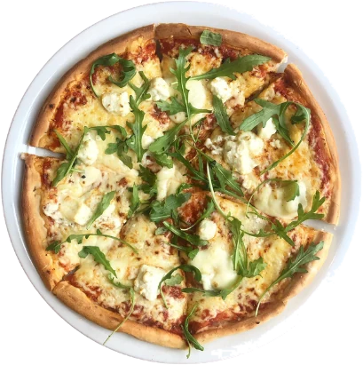 Pizza mit Feta und Rucola
